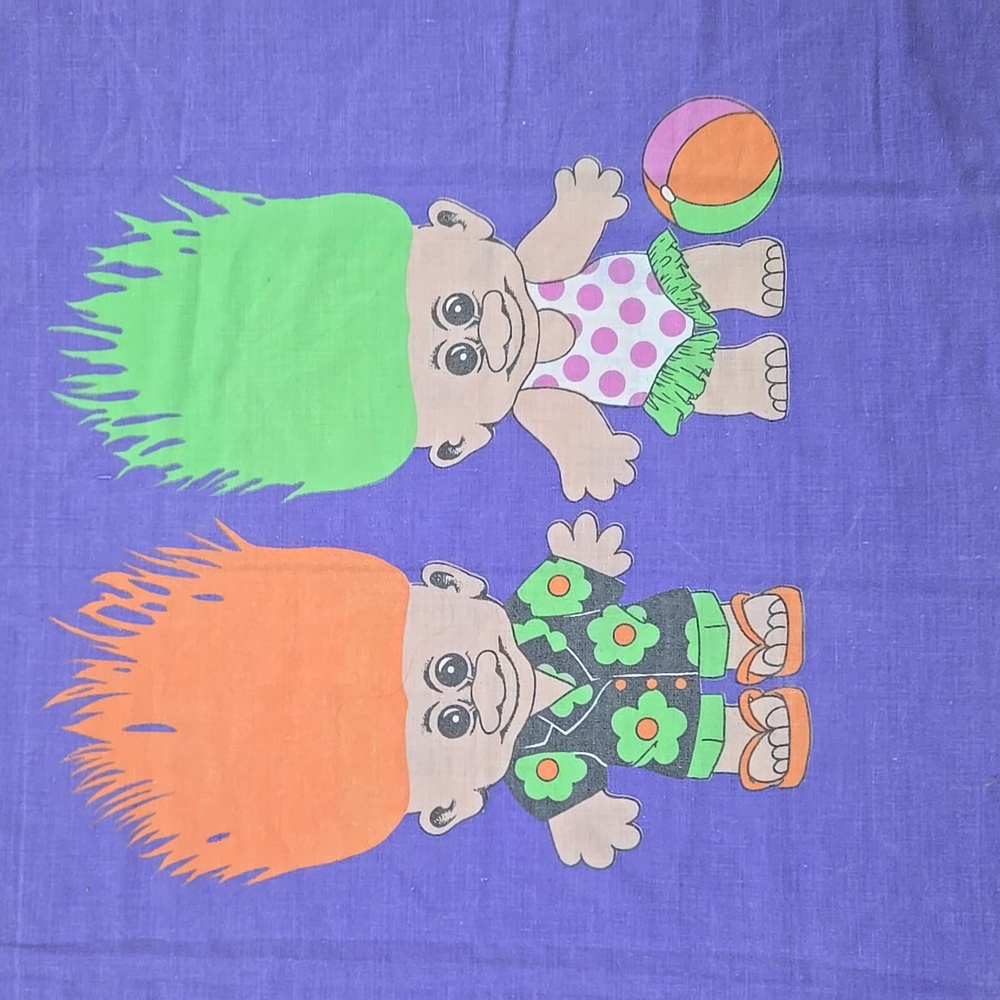Treasure Troll Doll Pillowcase Bedding 90s 1990 Vintage Retro Summer Cartoon - Picture 2 of 7